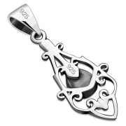 Synthetic Azure Opal Ethnic Sterling Silver Drop Pendant, p547