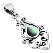 Abalone Shell Ethnic Sterling Silver Drop Pendant, p547