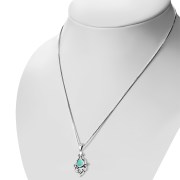 Turquoise Ethnic Sterling Silver Drop Pendant, p547