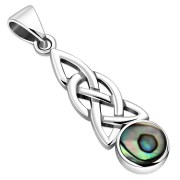 Abalone Shell Celtic Knot Silver Pendant - p583
