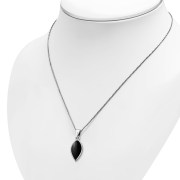 Black Onyx Drop Silver Pendant, p586