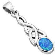 Synthetic Opal Celtic Trinity Silver Pendant, p591