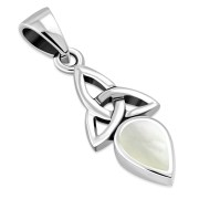 Mother of Pearl Tiny Celtic Trinity Knot Silver Pendant