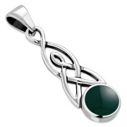 Green Agate Celtic Trinity Silver Pendant, p593