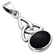 Black Onyx Celtic Trinity Silver Pendant, p594