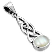 Mother of Pearl Celtic Knot Silver Pendant, p595