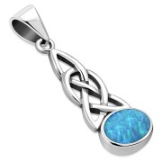 Synthetic Opal Celtic Knot Silver Pendant, p595