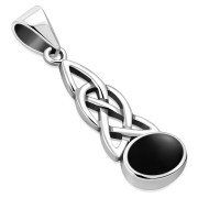 Black Onyx Celtic Knot Silver Pendant, p595