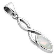 Mother of Pearl Celtic Knot Silver Pendant, p596
