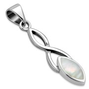 Mother of Pearl Celtic Knot Silver Pendant, p596