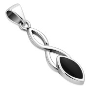 Black Onyx Celtic Knot Silver Pendant, p596