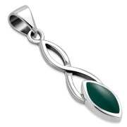 Green Agate Celtic Knot Sterling Silver Pendant, p596