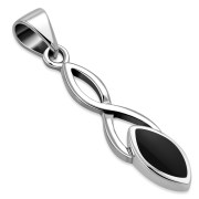 Black Onyx Celtic Knot Silver Pendant, p596