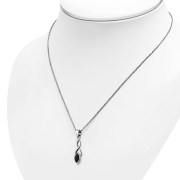 Black Onyx Celtic Knot Silver Pendant, p596