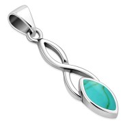 Turquoise Celtic Knot Sterling Silver Pendant, p596
