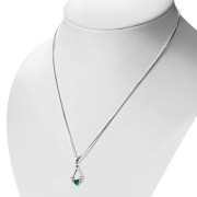 Green Agate Irish Claddagh Silver Pendant, p598