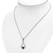 Black Onyx Irish Claddagh Silver Pendant, p598