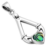 Abalone Shell Irish Claddagh Silver Pendant, p598