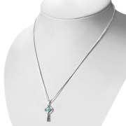 Turquoise Celtic Infinity Knot Cross Silver Pendant, p600