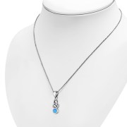 Synthetic Opal Celtic Knot Silver Pendant, p603
