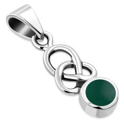 Green Agate Celtic Knot Silver Pendant, p603