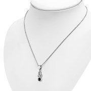 Black Onyx Celtic Knot Silver Pendant, p603