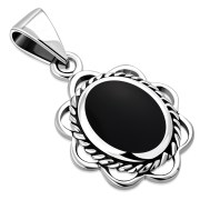 Black Onyx Silver Pendant, p626