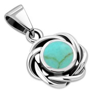 Braided Turquoise Silver Pendant, p627