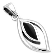 Black Onyx Drop Silver Pendant, p628