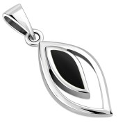 Black Onyx Drop Silver Pendant, p628