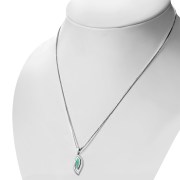 Turquoise Wavy Drop Silver Pendant, p628