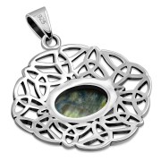Abalone Shell Oval Celtic Knot Silver Pendant, p631