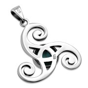 Turquoise Triskele Triple Spiral Celtic Silver Pendant, p634