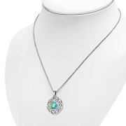Abalone Shell Hexagon Celtic Knot Silver Pendant, p635