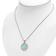 Turquoise Hexagon Celtic Knot Silver Pendant, p529