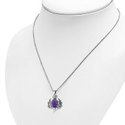 Amethyst Thistle Silver Pendant - p641