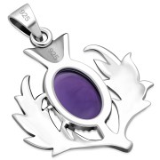 Amethyst Thistle Silver Pendant - p641