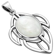 Medium Celtic Knot Mother of Pearl Silver Pendant - p658