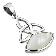 Mother of Pearl Trinity Knot Silver Pendant, p660