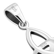 Mother of Pearl Trinity Knot Silver Pendant, p660