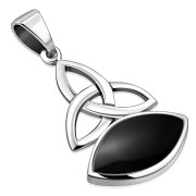 Black Onyx Trinity Knot Silver Pendant, p660