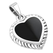 Black Onyx Heart Ethnic Silver Pendant, p696