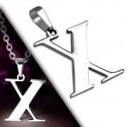 Stainless Steel Initial Letter Alphabet X Charm Pendant - PAC267