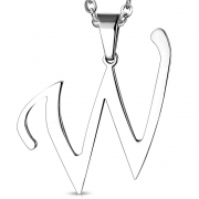 Stainless Steel Initial Letter Alphabet W Charm Pendant - PAC290