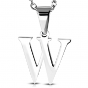 Stainless Steel Initial Letter Alphabet W Charm Pendant - PAC467