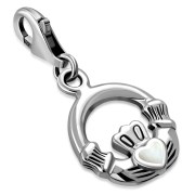 Claddagh Silver Pandora Charm w/ Mother of Pearl - PD158MOP