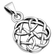 Tiny Round Celtic Knot Silver Pendant, pn107