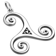 Large Celtic Triskele Triple Spiral Silver Pendant, pn126