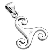 Small Triskele Triple Spiral Silver Pendant, pn133