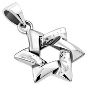 Medium Hammered Style Star David Pendant, pn394